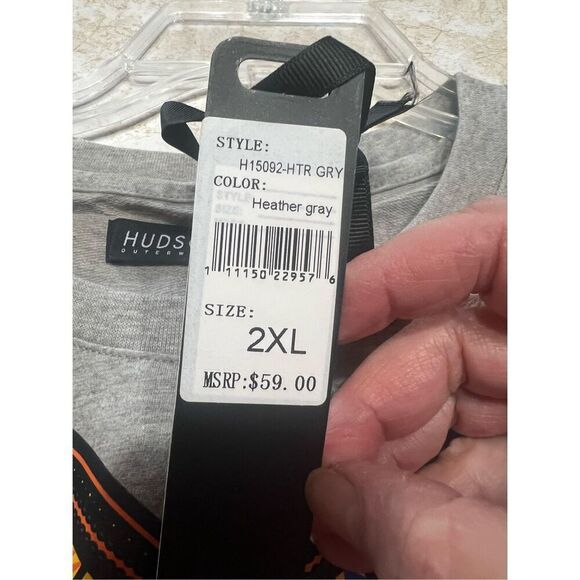 Hudson Unisex Aztec  Heather Gray Tee Shirt Sz XXL NWT - Picture 6 of 7